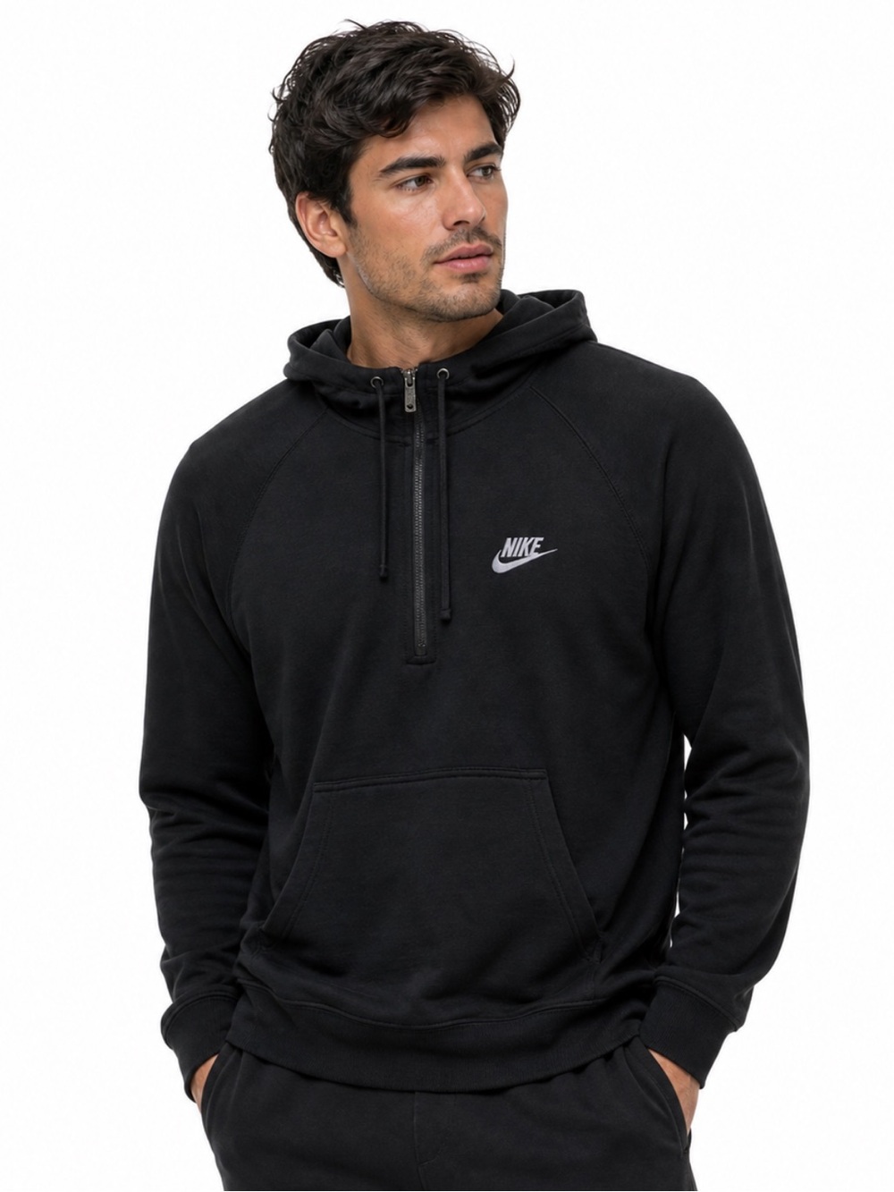 Vintage Nike Half Zip Fleece Hoodie Black Men’s Medium
